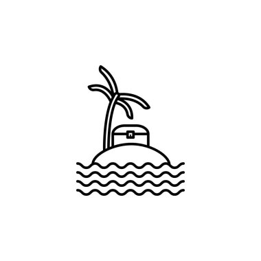 bandit, chest, island, pirate, pirates, sailing line icon on white background