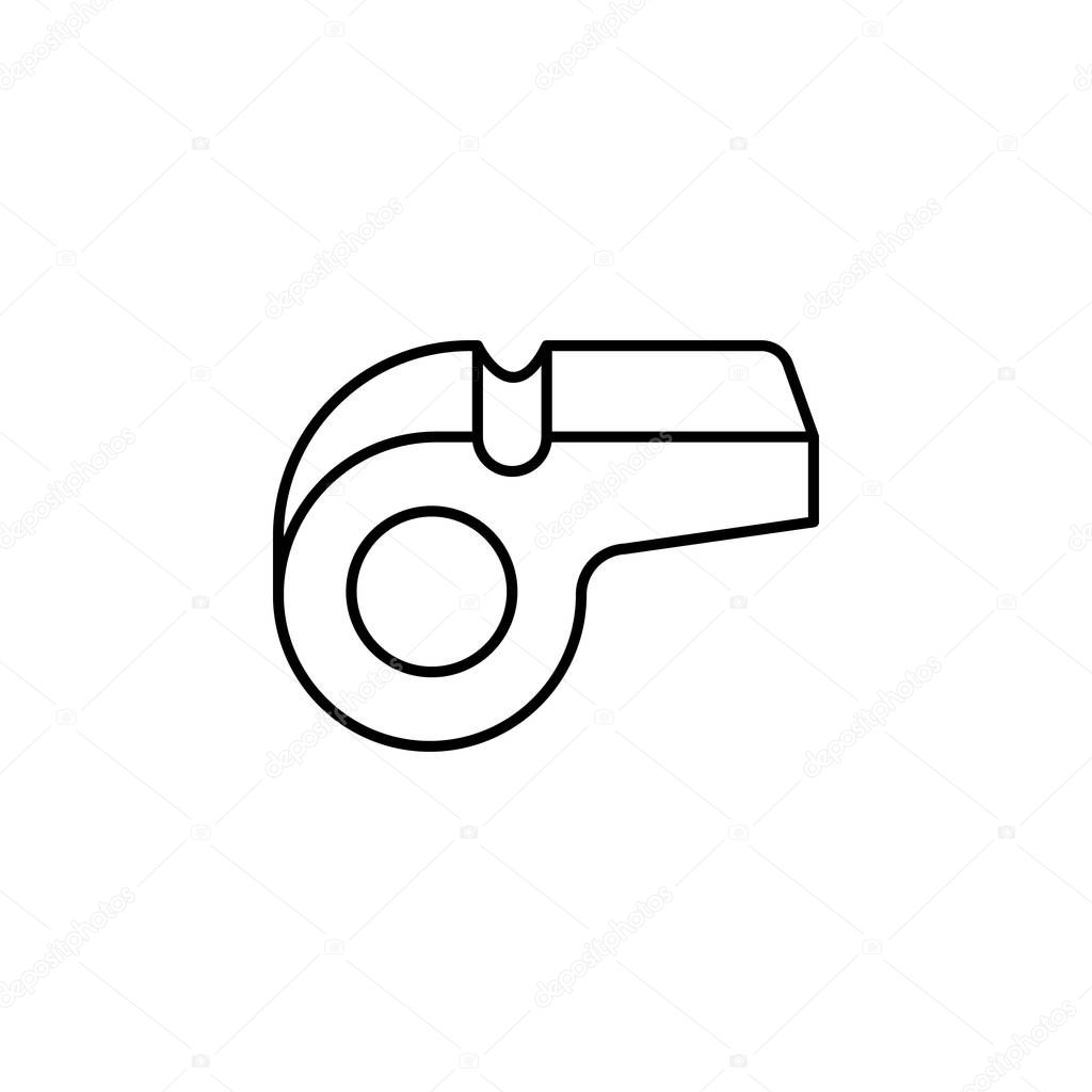 whistle, referee, police, tool line icon on white background