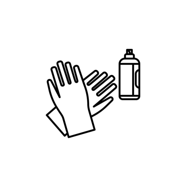 Gloves, cleanser, family line icon on white background — 스톡 벡터