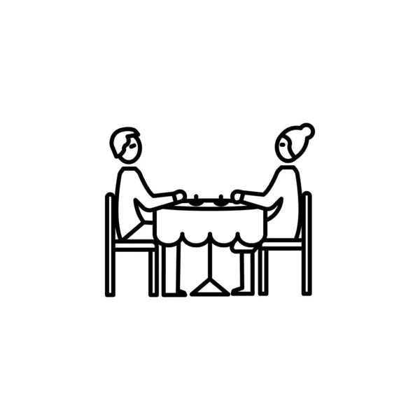 Chá, mesa de chá, ícone da linha da família no fundo branco — Vetor de Stock
