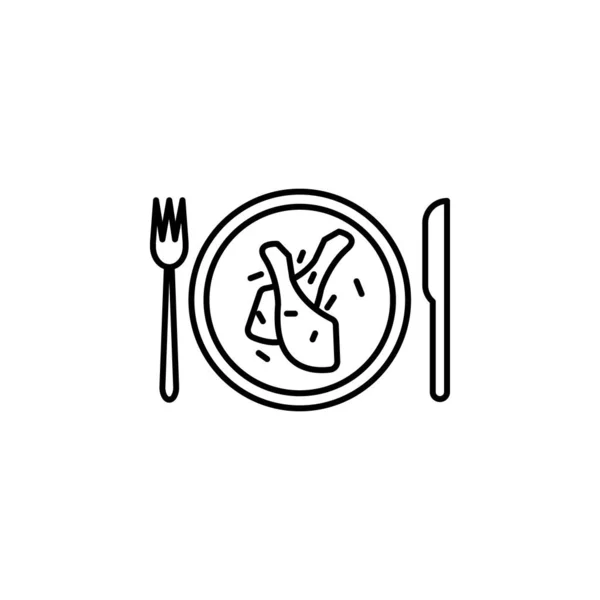 Jantar, ícone de linha de família no fundo branco —  Vetores de Stock