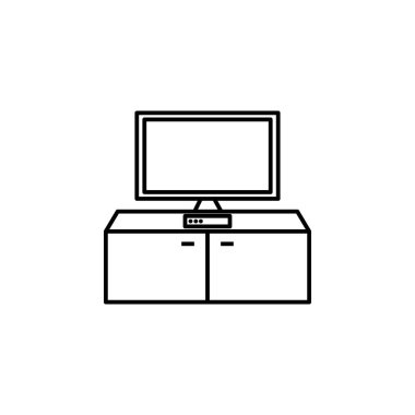television, family line icon on white background