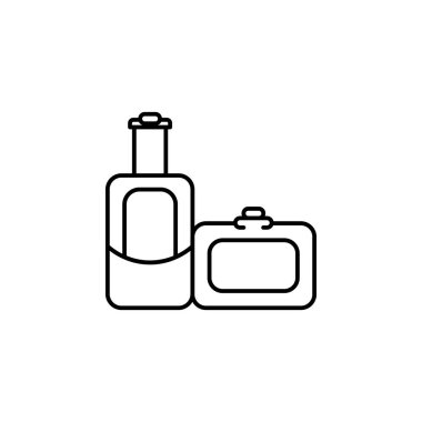 suitcases, family line icon on white background