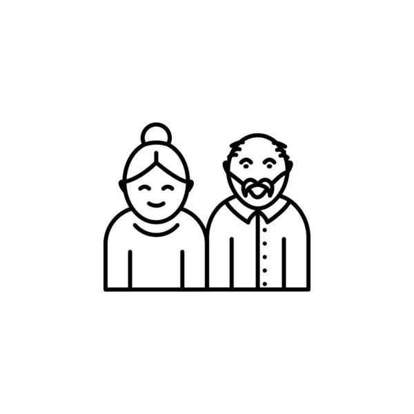 Grandmother, grandfather, family line icon on white background — ストックベクタ