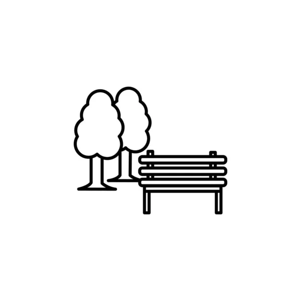 Park, bench, family line icon on white background — 스톡 벡터