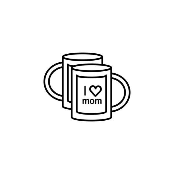 Cups, family line icon on white background — Stok Vektör