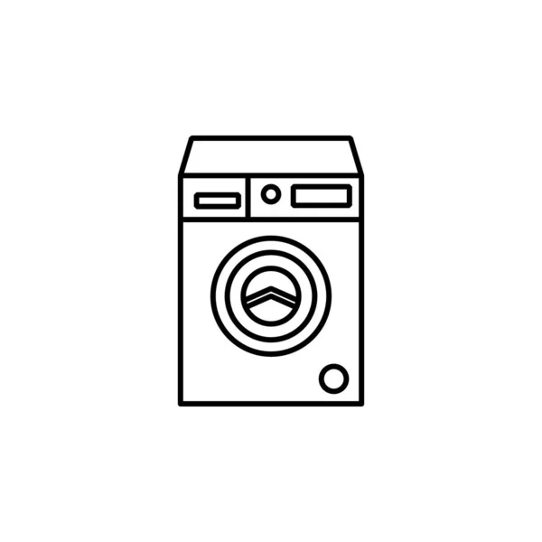 Mesin cuci, ikon baris keluarga pada latar belakang putih - Stok Vektor