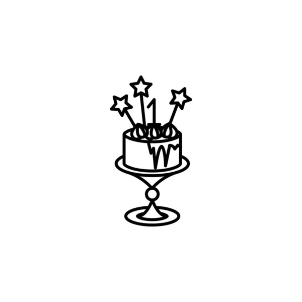 Cake, candies, family line icon on white background — 스톡 벡터