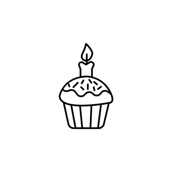 케이크, 머핀, 부활절, 흰 배경 위의 음식 라인 아이콘 — 스톡 벡터