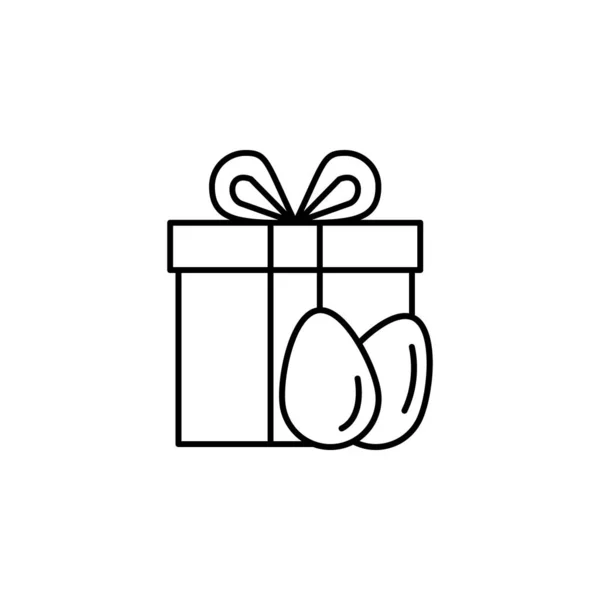 Подарок, подарок, яйцо, иконка пасхальной линии на белом фоне — стоковый вектор