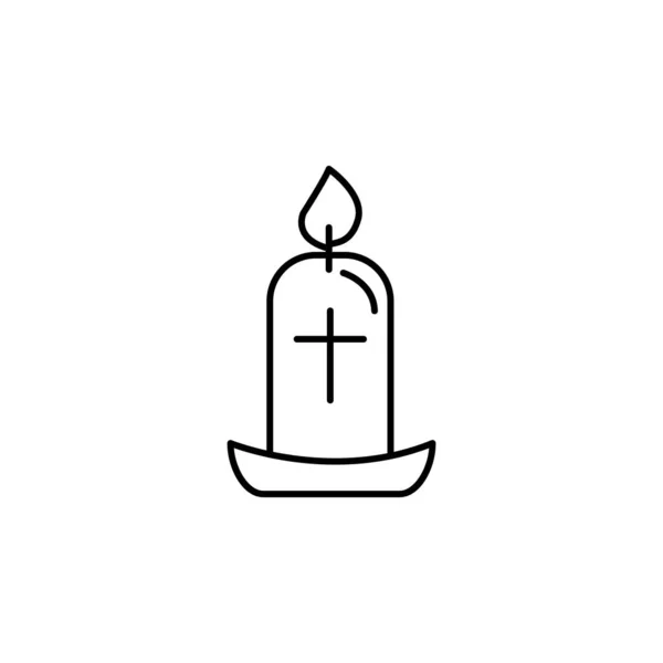 Candle, cross, easter line icon on white background — Stock Vector