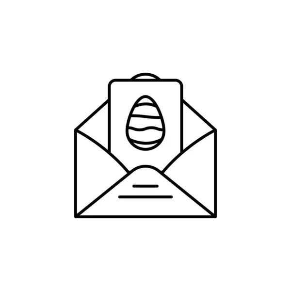 Lettre, oeuf, courrier, icône de ligne de Pâques sur fond blanc — Image vectorielle