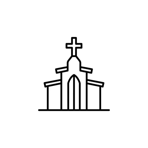 Igreja, Páscoa, ícone de linha cruzada no fundo branco — Vetor de Stock