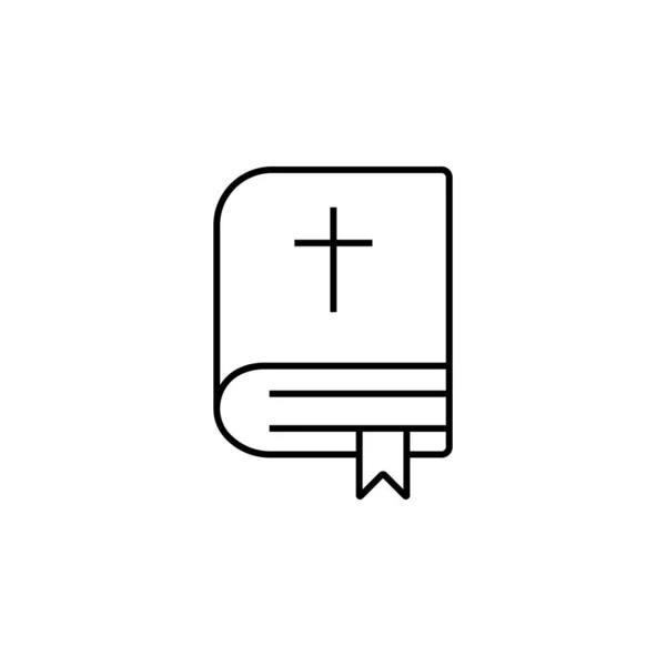 Biblia, templom, vallási, húsvéti vonal ikon fehér háttér — Stock Vector
