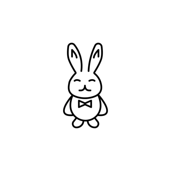 Lapin, lapin, mammifère, icône de ligne de Pâques sur fond blanc — Image vectorielle