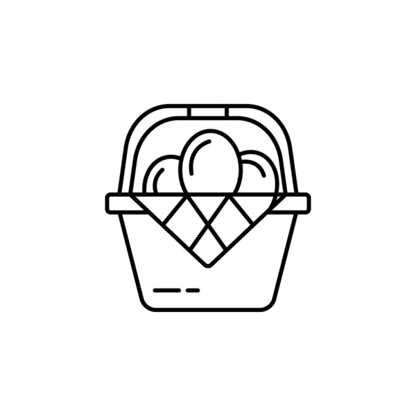 Oeufs de Pâques, panier, icône de ligne de décoration sur fond blanc — Image vectorielle