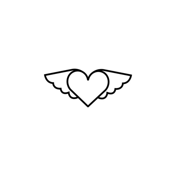 Corazón ángel línea icono sobre fondo blanco — Vector de stock