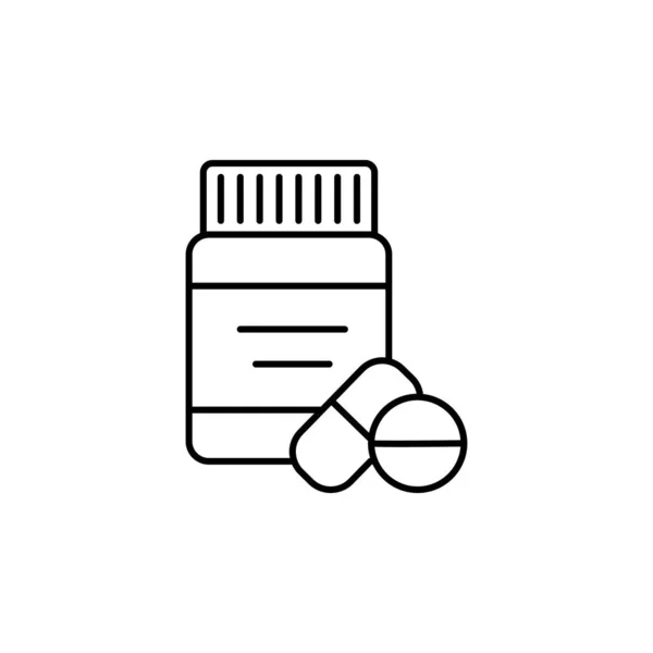 Medikament, Medizinlinie Illustration Symbol auf weißem Hintergrund — Stockvektor