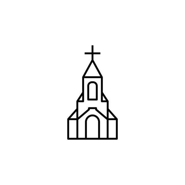 Ícone de ilustração da linha da igreja no fundo branco — Vetor de Stock