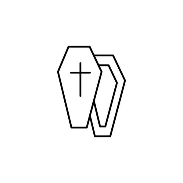 Icono de ilustración de línea de ataúd sobre fondo blanco — Vector de stock