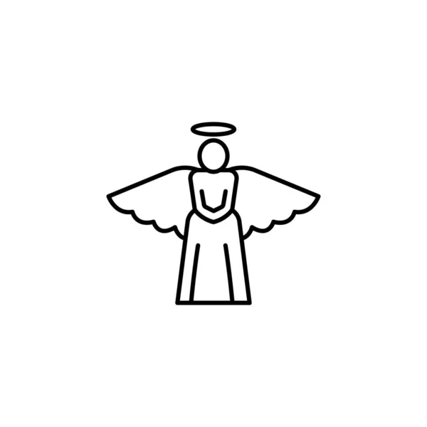 白い背景に天使の線イラストのアイコン — ストックベクタ