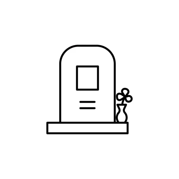 흰색 배경에 있는 무덤 라인 일러스트 아이콘 — 스톡 벡터