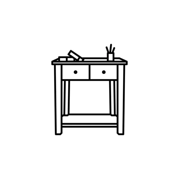 Schule Student Studium Tischlinie Illustration Symbol Auf Weißem Hintergrund Element — Stockvektor