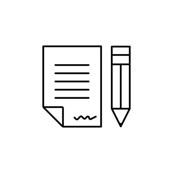 List Paper Pen Line Illustration Icon White Background Inglés Elemento — Archivo Imágenes Vectoriales