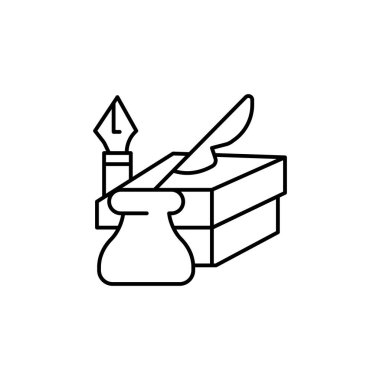 Kitap, edebiyat, okuma, yazar, beyaz arkaplanda çizim simgesi. Eğitim illüstrasyon simgeleri. İşaretler, semboller ağ, logo, mobil uygulama, UI, UX için kullanılabilir