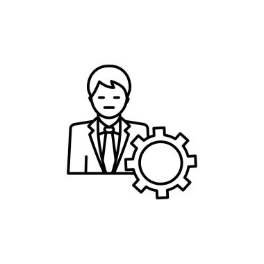 Beyaz arkaplanda ayar çizgisi resimleme simgesi. İş illüstrasyon simgeleri. İşaretler, semboller ağ, logo, mobil uygulama, UI, UX için kullanılabilir