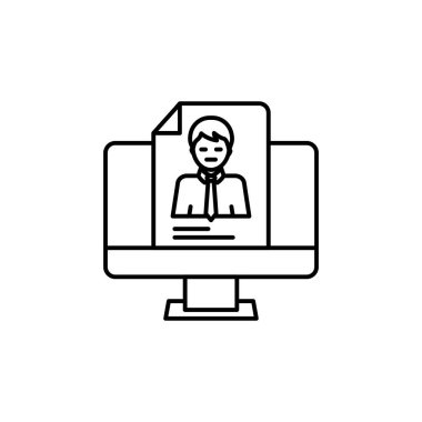 Beyaz arkaplanda müfredat çizgisi resimleme simgesi. İş illüstrasyon simgeleri. İşaretler, semboller ağ, logo, mobil uygulama, UI, UX için kullanılabilir