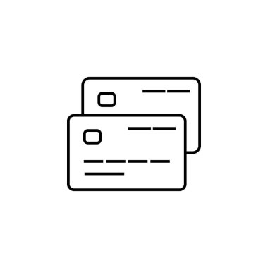 Beyaz arka planda kredi kartı çizgisi resimleme simgesi. İş illüstrasyon simgeleri. İşaretler, semboller ağ, logo, mobil uygulama, UI, UX için kullanılabilir