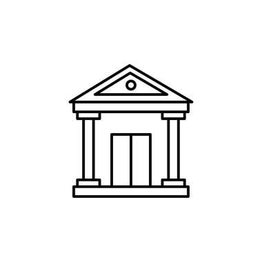 Beyaz arkaplanda banka çizgisi resimleme simgesi. İş illüstrasyon simgeleri. İşaretler, semboller ağ, logo, mobil uygulama, Ui, Ux için kullanılabilir