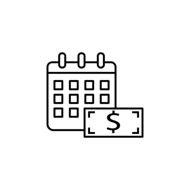 Beyaz arkaplanda takvim çizgisi resimleme simgesi. İş illüstrasyon simgeleri. İşaretler, semboller ağ, logo, mobil uygulama, Ui, Ux için kullanılabilir