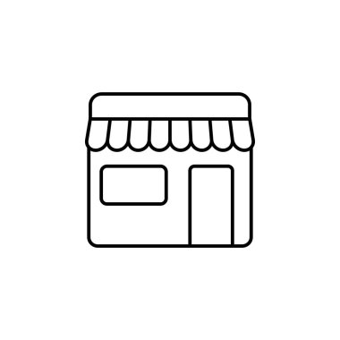 Ticaret, piyasa, beyaz arka planda dükkan çizimi simgesi. İş illüstrasyon simgeleri. İşaretler, semboller ağ, logo, mobil uygulama, Ui, Ux için kullanılabilir