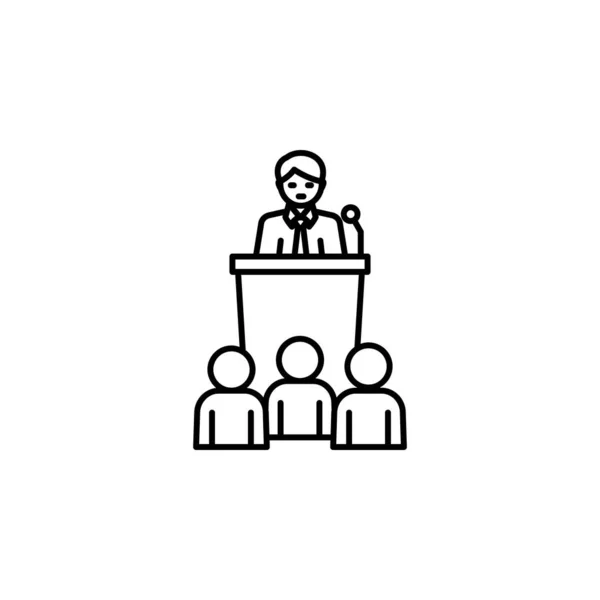 Conference Line Illustration Icon White Background Set Business Illustration Icons — Stock Vector