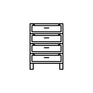 Beyaz arka planda dolap, dolap, dolap çizgisi resimleme simgesi. İşaretler ve semboller ağ, logo, mobil uygulama, UI, UX için kullanılabilir