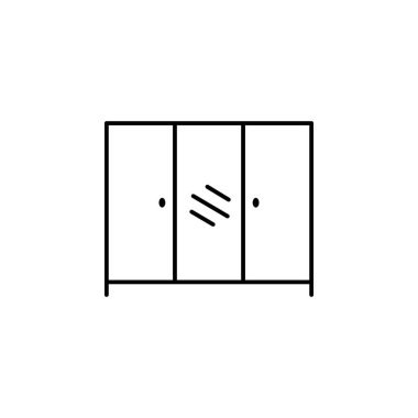 Giyim, depolama, gardırop çizgisi çizim simgesi beyaz arka planda. İşaretler ve semboller ağ, logo, mobil uygulama, UI, UX için kullanılabilir