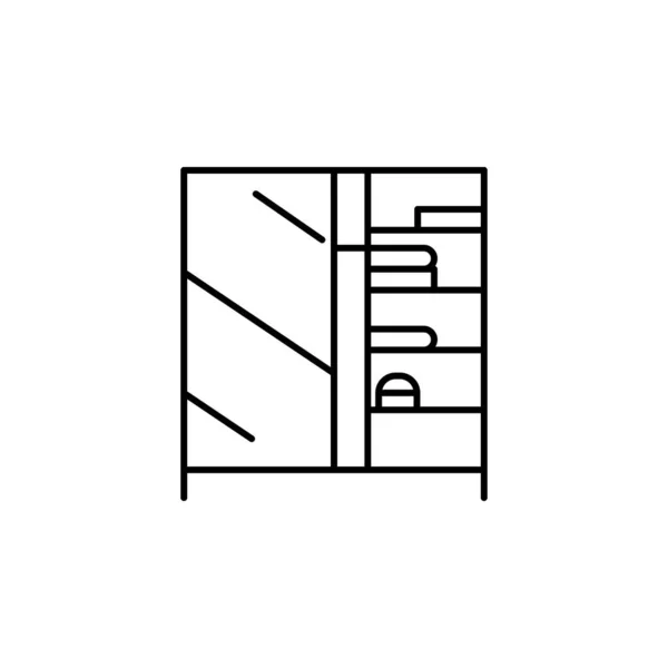 Ložnice Skříň Nábytková Linka Ilustrace Ikona Bílém Pozadí Značky Symboly — Stockový vektor