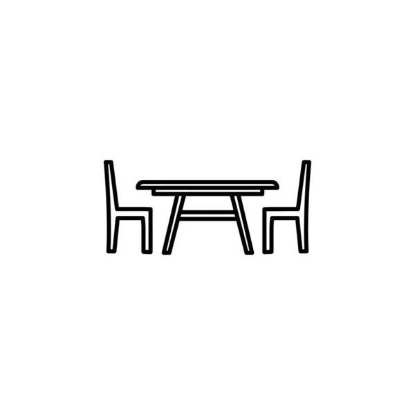 Mobilya Masa Beyaz Arka Planda Sandalye Çizgisi Resimleme Simgesi Şaretler — Stok Vektör