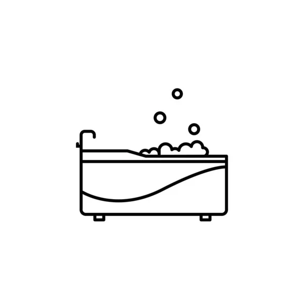 Μπάνιο Μπανιέρα Εικονογράφηση Γραμμή Ντους Εικονίδιο Λευκό Φόντο Σημάδια Και — Διανυσματικό Αρχείο