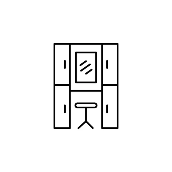 Макияж Зеркало Стол Мебельная Линия Иконка Белом Фоне Знаки Символы — стоковый вектор