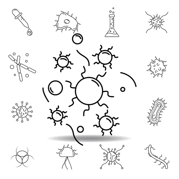 Bakteri Pendidikan Biologi Ikon Garis Elemen Dari Virus Bakteri Ilustrasi - Stok Vektor