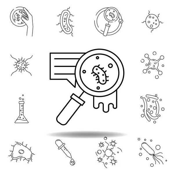 Pathogeen Bacteriën Vergrootglas Lijn Pictogram Element Van Pictogrammen Ter Illustratie — Stockvector