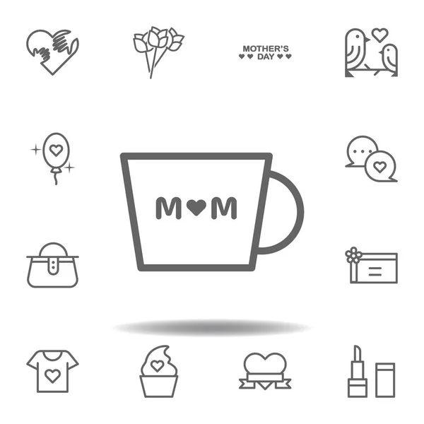 Muttertag Kaffeetasse Umreißen Symbol Symbolbild Für Den Muttertag Zeichen Und — Stockvektor