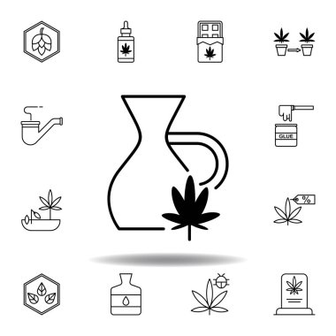 Jug, marihuana taslak ikonu. Ağ, logo, mobil uygulama, UI, UX için gri arka planda kullanılabilir