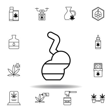 Marihuana, nargile taslak ikonu. Ağ, logo, mobil uygulama, UI, UX için gri arka planda kullanılabilir