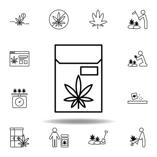 Cigarette Marijuana Icône Contour Cannabis Set Peut Être Utilisé Pour — Image vectorielle
