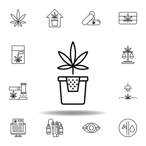 Pot Icône Contour Marijuana Set Peut Être Utilisé Pour Web — Image vectorielle