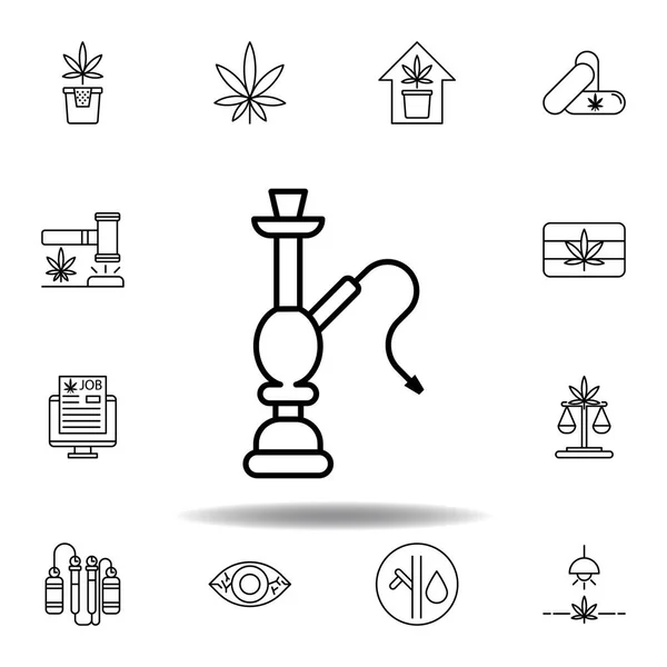Narguilé Icône Contour Marijuana Set Peut Être Utilisé Pour Web — Image vectorielle